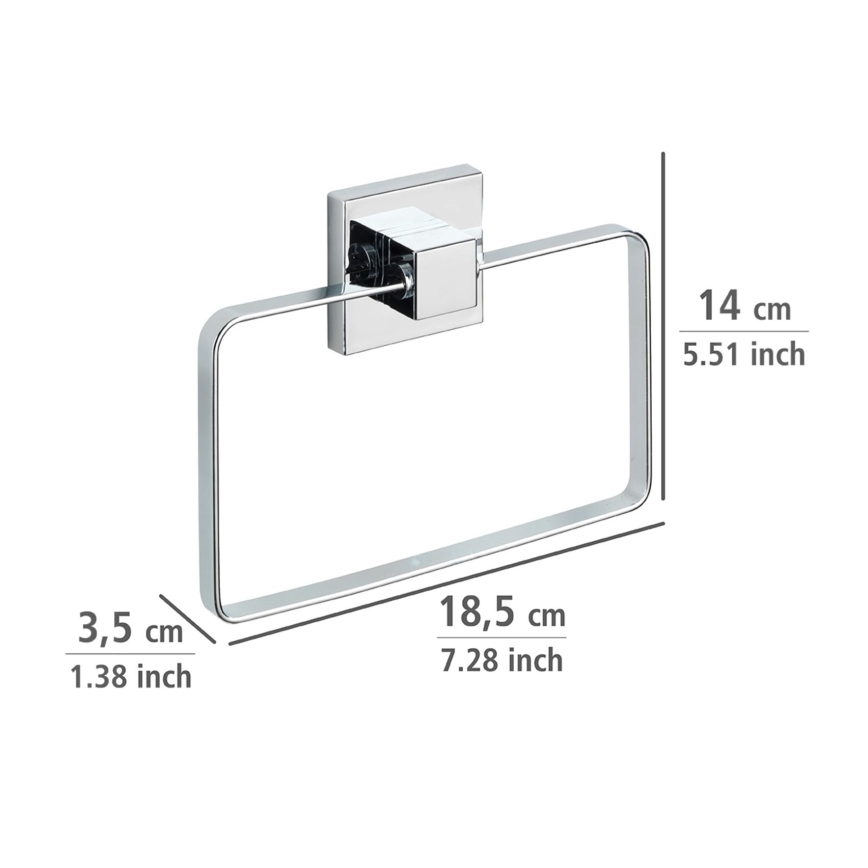 WENKO 22689100-Pyyheteline VACUUM-LOC QUADRO ED 18,5x14 cm hopea/kiiltävä kromi