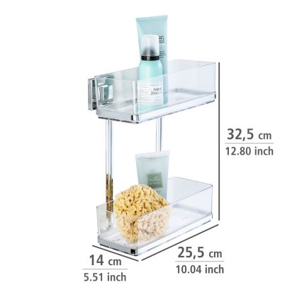 WENKO 22691100-Hylly VACUUM-LOC QUADRO ED 25,5x32,5 cm hopea/kiiltävä kromi/läpinäkyvä