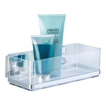 WENKO 22692100-Imukupilla kiinnitettävä hylly VACUUM-LOC QUADRO ED 25,5x14 cm hopea/läpinäkyvä