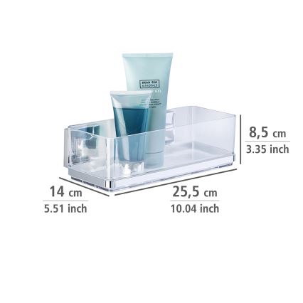 WENKO 22692100-Imukupilla kiinnitettävä hylly VACUUM-LOC QUADRO ED 25,5x14 cm hopea/läpinäkyvä