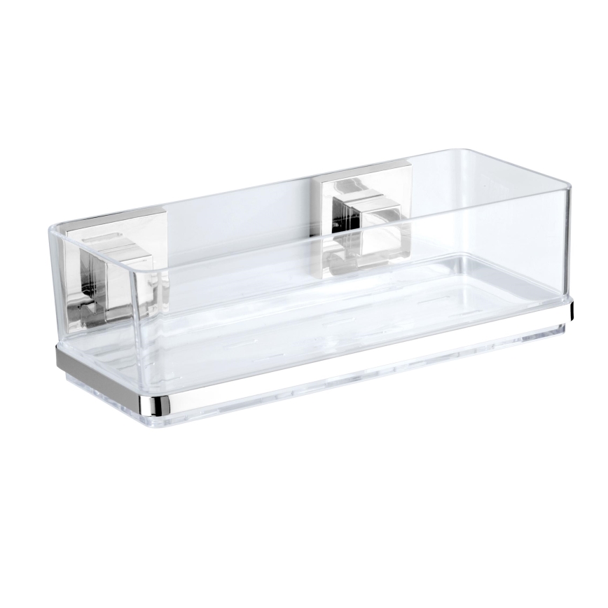 WENKO 22692100-Imukupilla kiinnitettävä hylly VACUUM-LOC QUADRO ED 25,5x14 cm hopea/läpinäkyvä