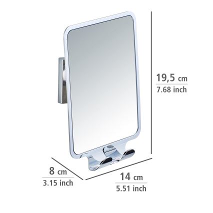 WENKO 22693100 - Meikkipeili VACUUM-LOC QUADRO ED 14x19,5 cm kiiltävä kromi