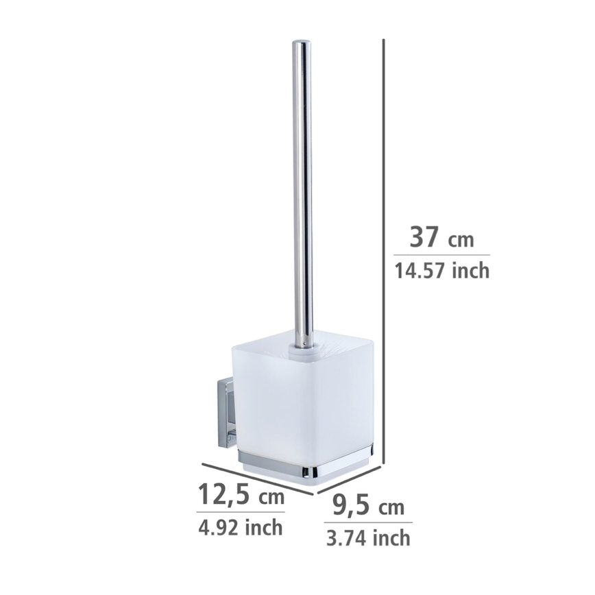 WENKO 22695100-WC vessaharja VACUUM-LOC QUADRO ED 9,5x37 cm hopea/kiiltävä kromi/läpinäkyvä