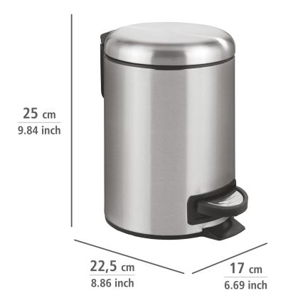 WENKO 22702100 - LEMAN-roskakori 17x25 cm ruostumaton teräs/satiinipinta/musta