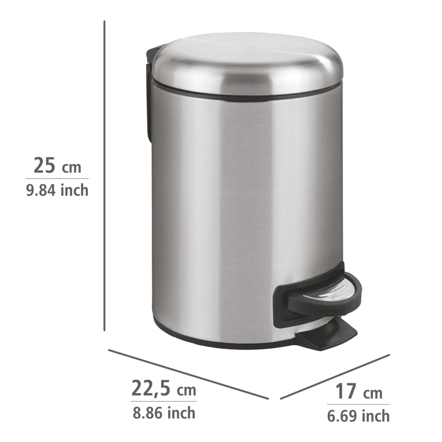 WENKO 22702100 - LEMAN-roskakori 17x25 cm ruostumaton teräs/satiinipinta/musta