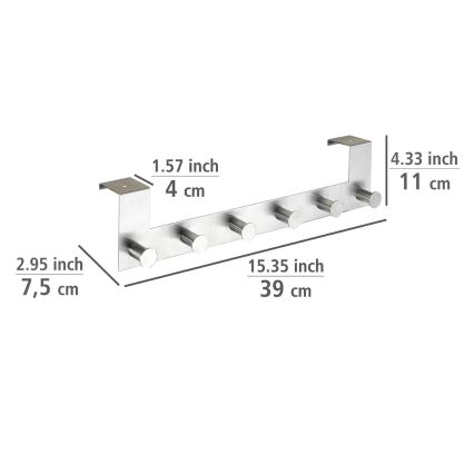 WENKO 22804100-CELANO naulakko 39x11 cm ruostumaton teräs/hopea