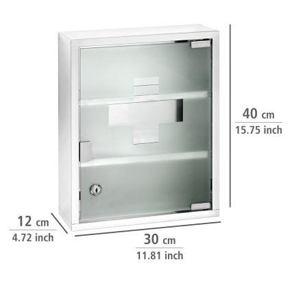 WENKO 22924100 - Ensiapukaappi 30x40 cm ruostumaton teräs/hopea