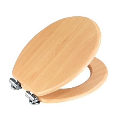 WENKO 22979100-WC-istuinkansi luonnonvärinen pyökki 35,5x42,5 cm ruskea/hopea