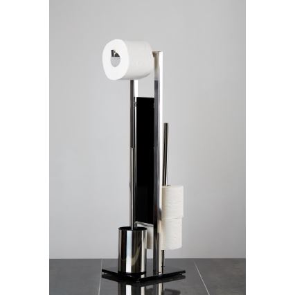 WENKO 22983100 - WC-harja RIVALTA 18x70 cm ruostumaton teräs/hopea/musta