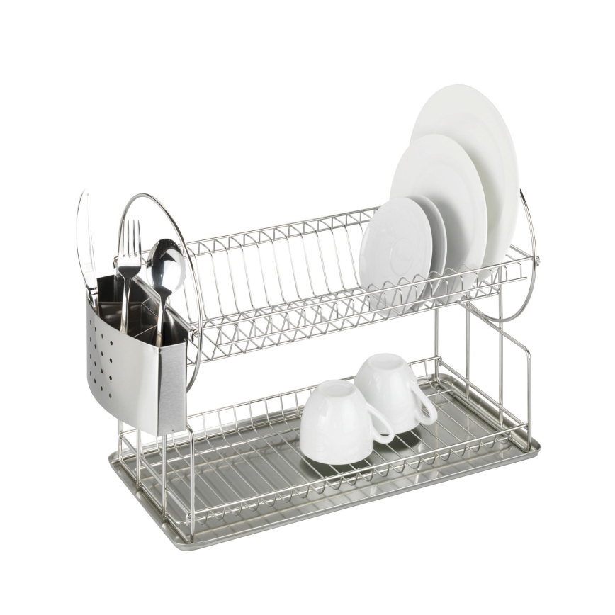 WENKO 2329100 - Astioiden kuivausteline DUO 21x33 cm ruostumaton teräs/hopea