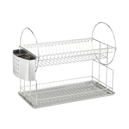 WENKO 2329100 - Astioiden kuivausteline DUO 21x33 cm ruostumaton teräs/hopea