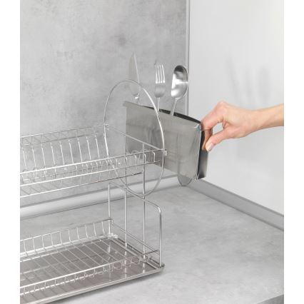 WENKO 2329100 - Astioiden kuivausteline DUO 21x33 cm ruostumaton teräs/hopea