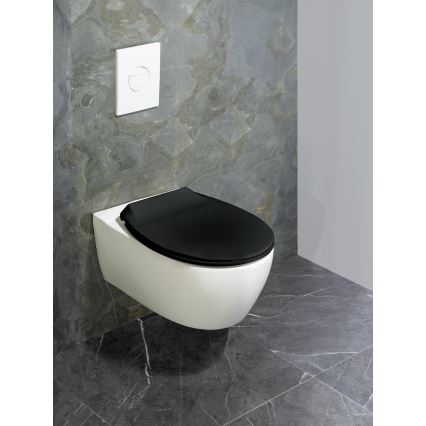 WENKO 23443100-WC WC-istuin KOS 44x37 cm musta/hopea