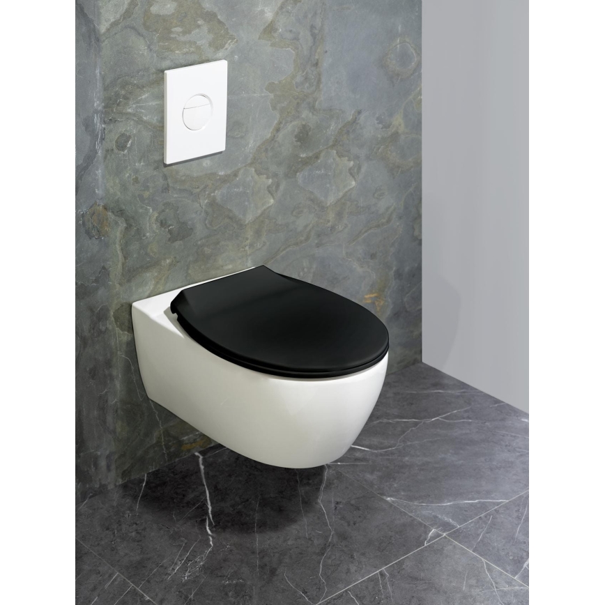 WENKO 23443100-WC WC-istuin KOS 44x37 cm musta/hopea