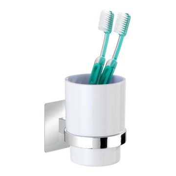 WENKO 23847800-Hammasharjamuki TURBO-LOC QUADRO ED. 7x9,5 cm kiiltävä kromi/valkoinen