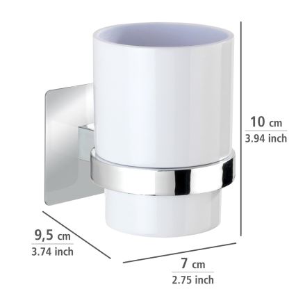WENKO 23847800-Hammasharjamuki TURBO-LOC QUADRO ED. 7x9,5 cm kiiltävä kromi/valkoinen