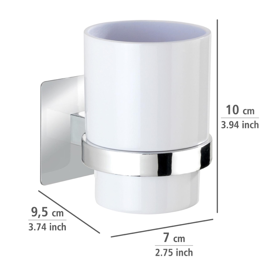 WENKO 23847800-Hammasharjamuki TURBO-LOC QUADRO ED. 7x9,5 cm kiiltävä kromi/valkoinen