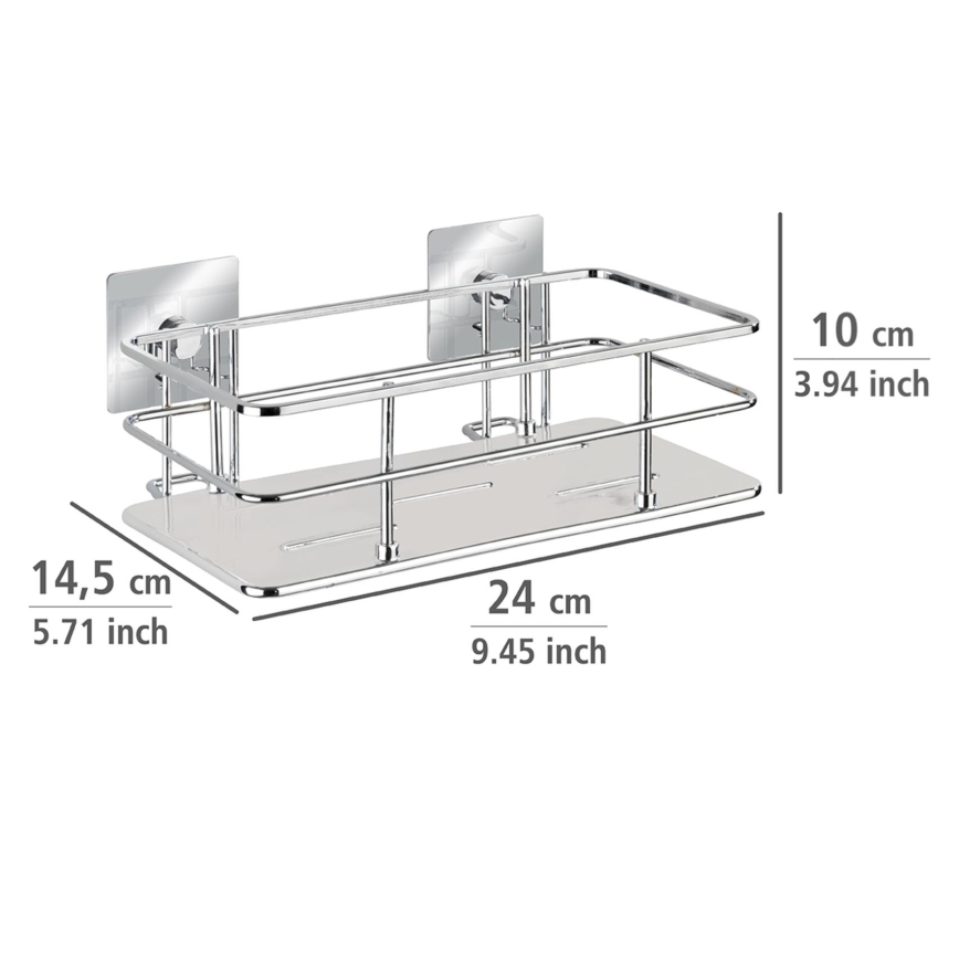 WENKO 23854800-Hylly TURBO-LOC QUADRO ED. 24x14,5 cm ruostumaton teräs/kiiltävä kromi