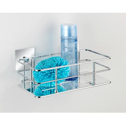 WENKO 23854800-Hylly TURBO-LOC QUADRO ED. 24x14,5 cm ruostumaton teräs/kiiltävä kromi