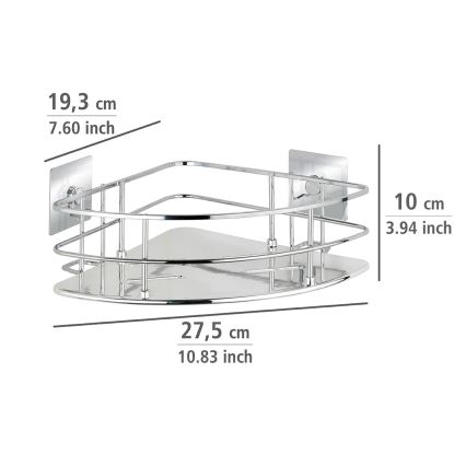 WENKO 23856800-Hylly TURBO-LOC QUADRO ED. 27,5x19,3 cm ruostumaton teräs/kiiltävä kromi
