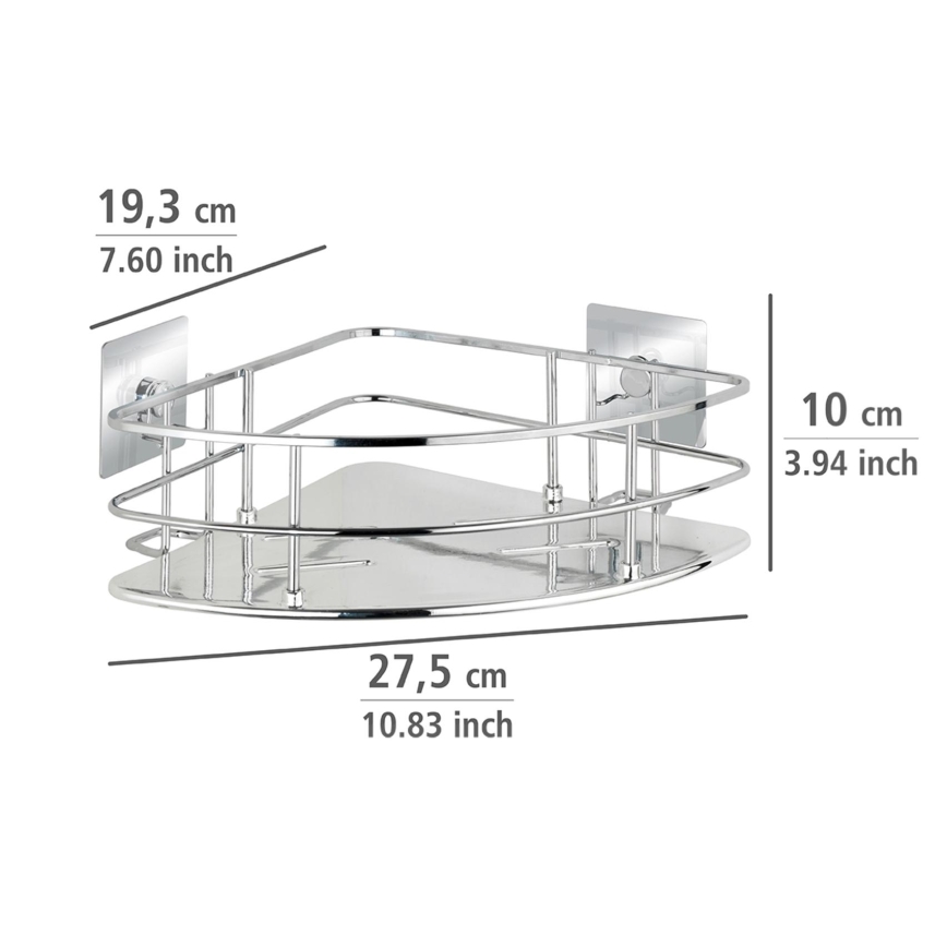 WENKO 23856800-Hylly TURBO-LOC QUADRO ED. 27,5x19,3 cm ruostumaton teräs/kiiltävä kromi