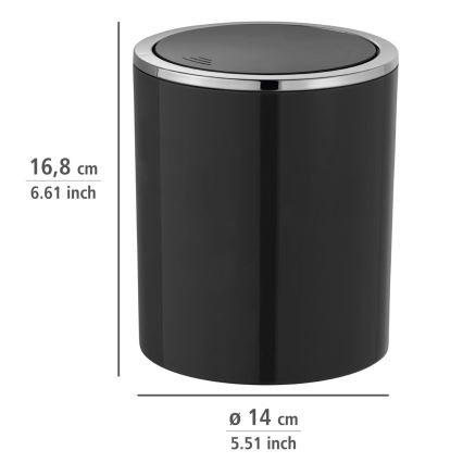 WENKO 23934100 - Roskakori INCA 14x16,8 cm musta/kiiltävä kromi