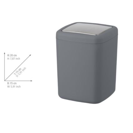 WENKO 23979100 - Roskakori BARCELONA 15x20 cm antrasiitti/kiiltävä kromi