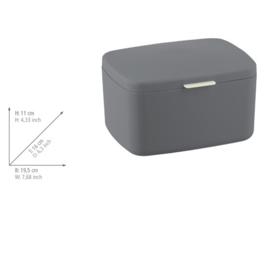 WENKO 23981100 - Laatikko BARCELONA 19,5x16 cm antrasiitti/kiiltävä kromi