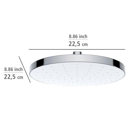 WENKO 24000100-Suihkupää AUTOMAATTINEN PUHDISTUS 22,5x22,5 cm kiiltävä kromi/valkoinen