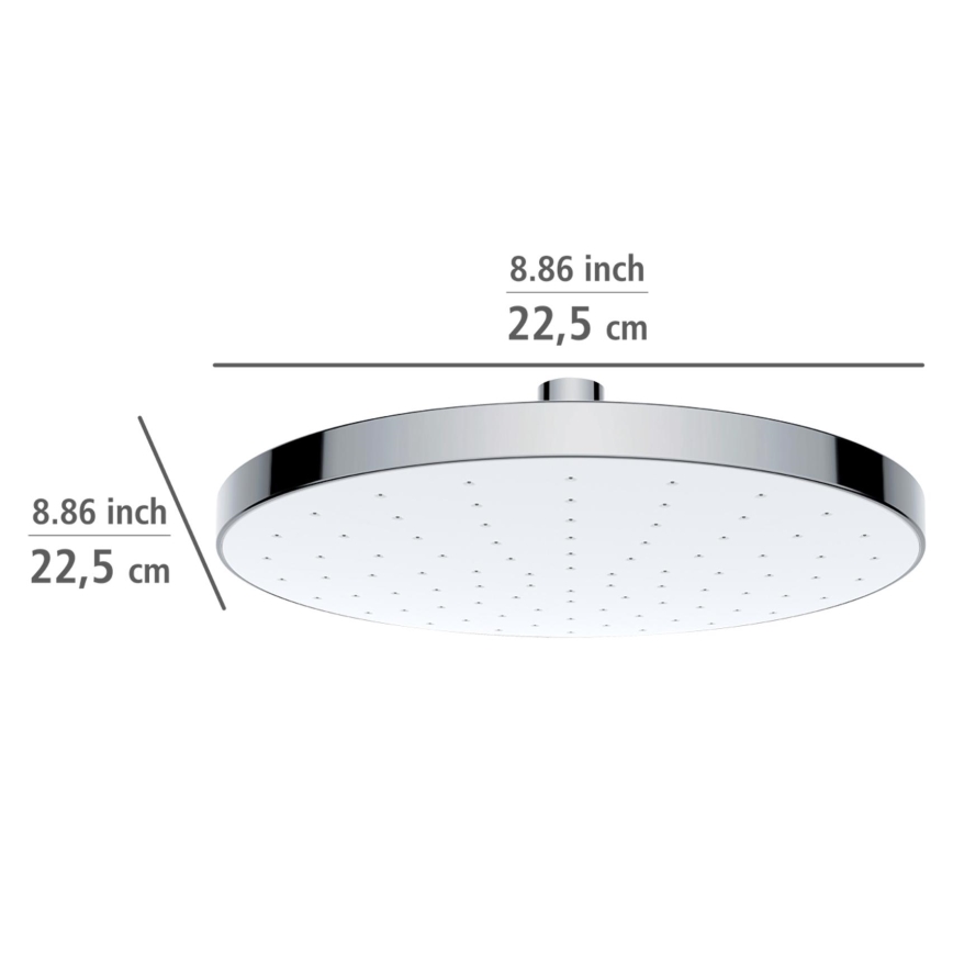 WENKO 24000100-Suihkupää AUTOMAATTINEN PUHDISTUS 22,5x22,5 cm kiiltävä kromi/valkoinen