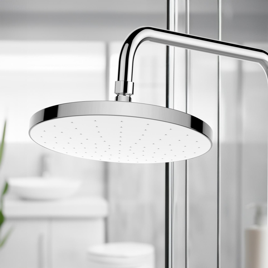 WENKO 24000100-Suihkupää AUTOMAATTINEN PUHDISTUS 22,5x22,5 cm kiiltävä kromi/valkoinen