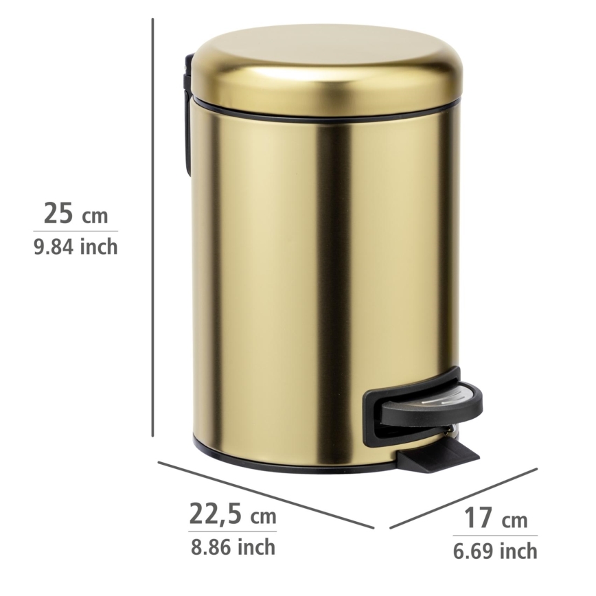 WENKO 24009800 - Roskakori LEMAN 17x25 cm ruostumaton teräs/kulta/musta