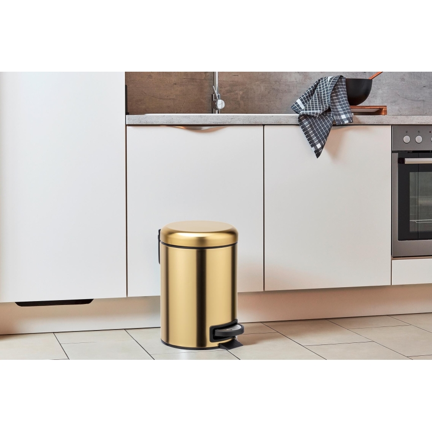 WENKO 24009800 - Roskakori LEMAN 17x25 cm ruostumaton teräs/kulta/musta