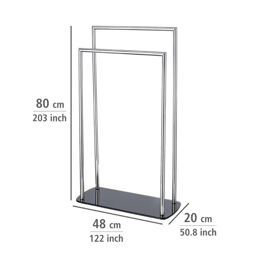 WENKO 24076800 - Pyyheteline RAVINA 48x80 cm ruostumaton teräs/hopea/musta