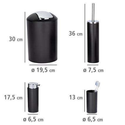 WENKO 24078800 - Setti CALVO 6,5x13 cm musta/kiiltävä kromi