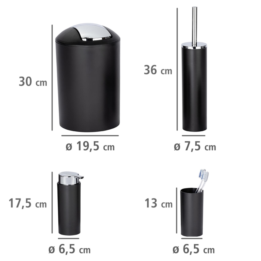 WENKO 24078800 - Setti CALVO 6,5x13 cm musta/kiiltävä kromi