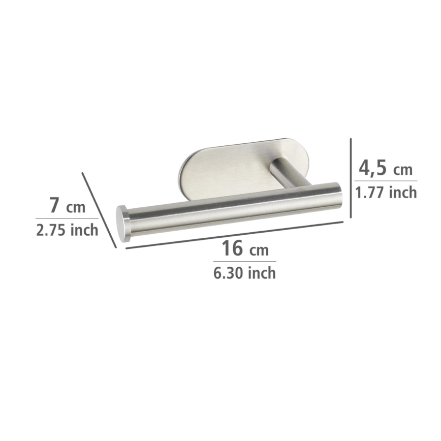 WENKO 24166100 - WC-paperiteline TURBO-LOC OREA MATT 16x7 cm, ruostumatonta terästä/hopea