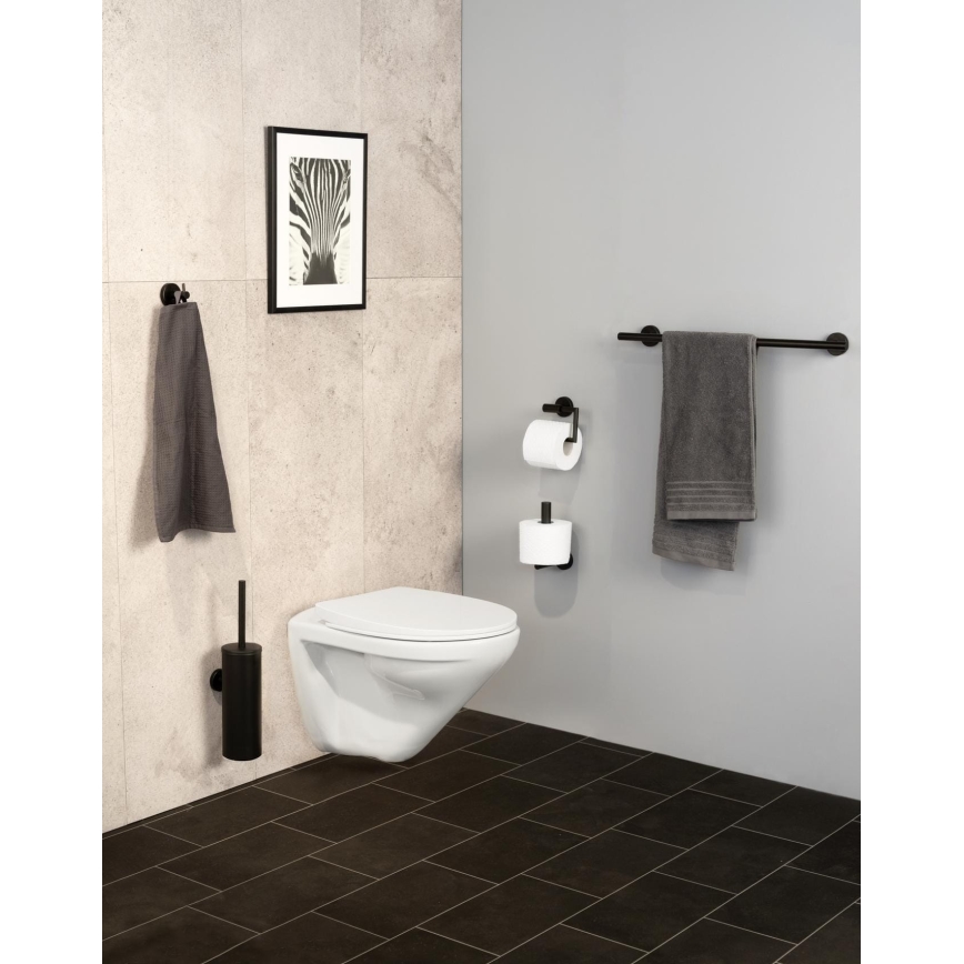 WENKO 24232100-Koukku BOSIO BLACK 5,5x5,5 cm ruostumaton teräs/hopea