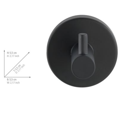 WENKO 24232100-Koukku BOSIO BLACK 5,5x5,5 cm ruostumaton teräs/hopea