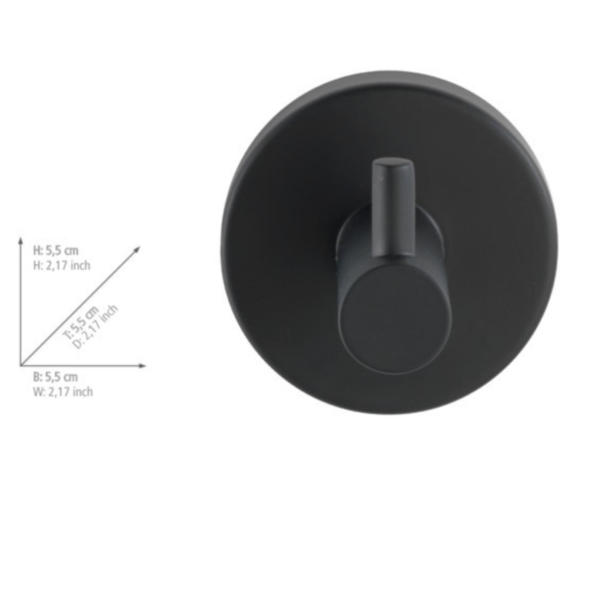 WENKO 24232100-Koukku BOSIO BLACK 5,5x5,5 cm ruostumaton teräs/hopea