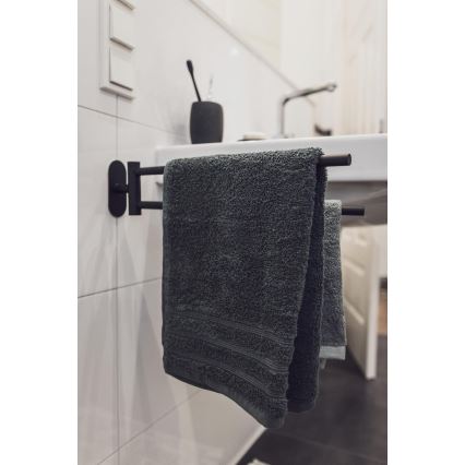WENKO 24238100-Pyyheteline BOSIO BLACK 5,5x43 cm ruostumaton teräs/hopea