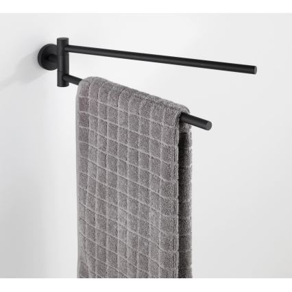 WENKO 24238100-Pyyheteline BOSIO BLACK 5,5x43 cm ruostumaton teräs/hopea