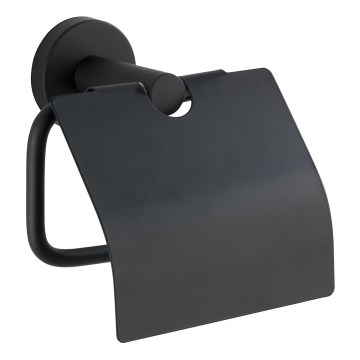 WENKO 24241100-WC-paperiteline BOSIO BLACK 15x13,5 cm ruostumaton teräs/hopea