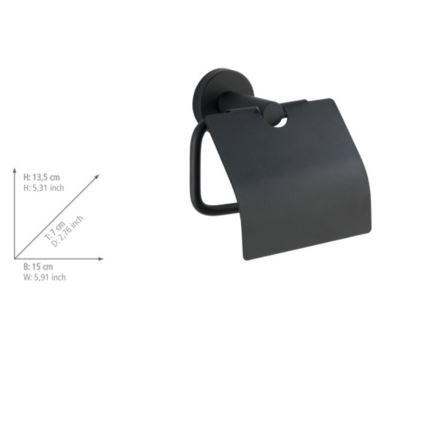 WENKO 24241100-WC-paperiteline BOSIO BLACK 15x13,5 cm ruostumaton teräs/hopea