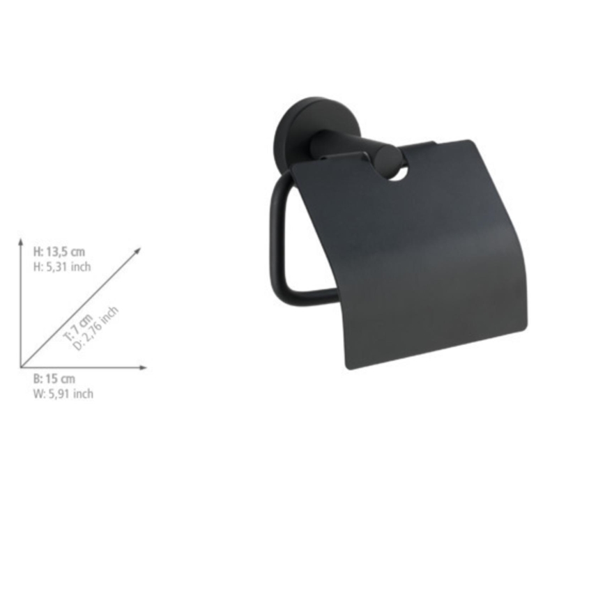 WENKO 24241100-WC-paperiteline BOSIO BLACK 15x13,5 cm ruostumaton teräs/hopea