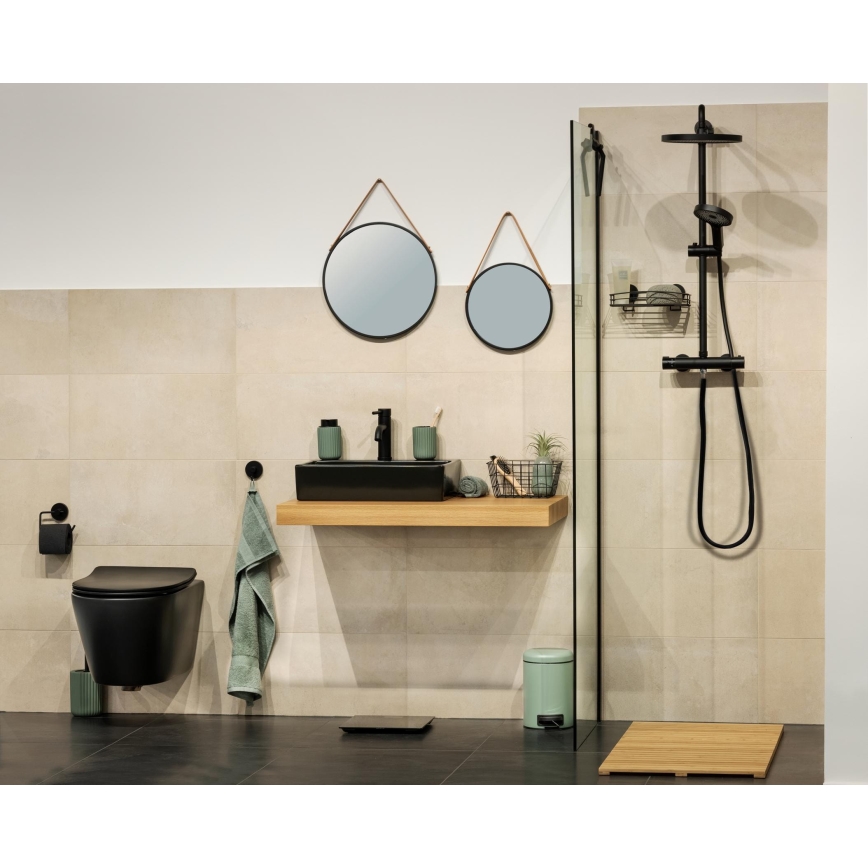 WENKO 24424100 - Peili BORRONE 40x40 cm musta/hopea