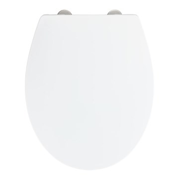 WENKO 24516100-WC WC-istuin 37x44,5 cm, kantavuus 300/350 kg, valkoinen/hopea