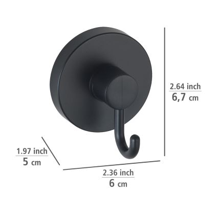 WENKO 24730100 - VACUUM-LOC pyöreä koukku, musta, 6x6,7 cm