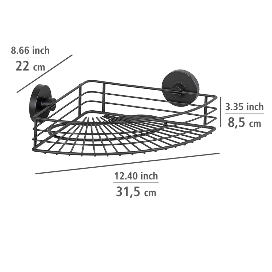 WENKO 24735100 - VACUUM-LOC pyöreä hylly, musta, 35 x 22,5 cm