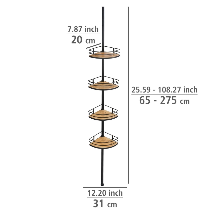 WENKO 24756100-Kulmahylly DOLCEDO 31x20 cm ruostumaton teräs/musta/ruskea